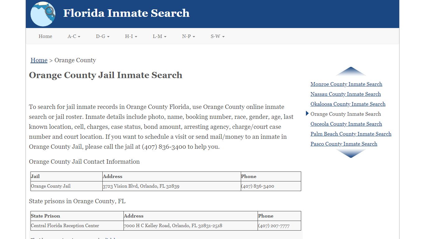 Orange County Jail Inmate Search